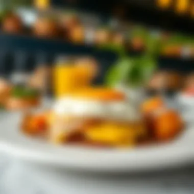 A close-up of a signature breakfast dish featuring local flavors