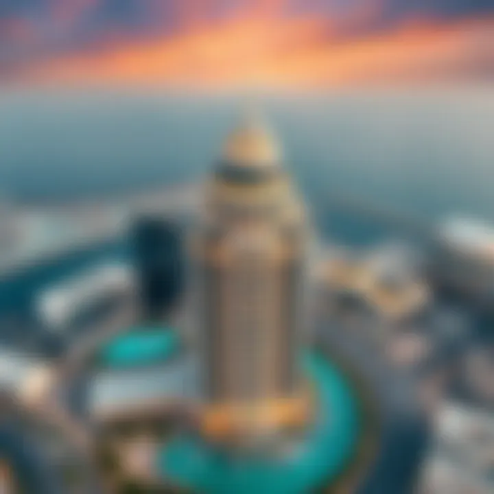 Aerial view of Al Durrah Building highlighting its prime location in Dubai