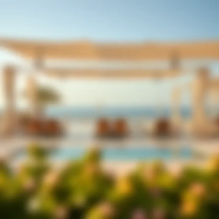 Lush amenities and sun loungers on Al Khan Beach