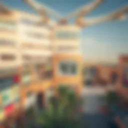 Aerial view of Al Raha Mall showcasing its architectural elegance