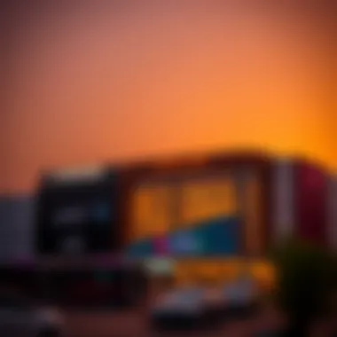 Sunset Illuminating Al Raha Mall Exterior facade of Al Raha Mall during sunset