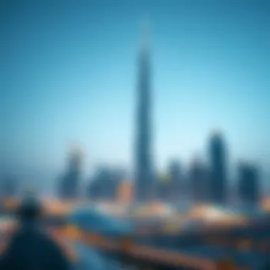 Dubai Skyline Highlighting BM Tower Futuristic skyline of Dubai with BM Tower prominently featured