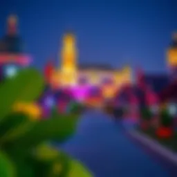 A vibrant view of Global Village Dubai at night