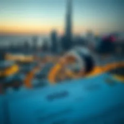 Dubai skyline with visa documents