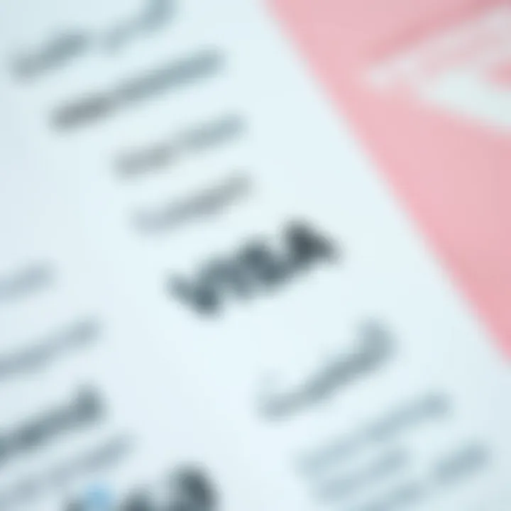 Close-up of visa types and categories