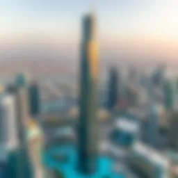 Panoramic view of Creek Tower amidst Dubai's skyline