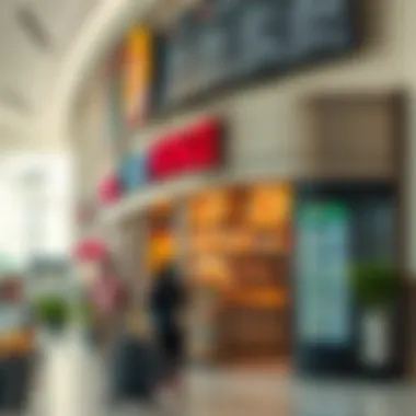 A popular fast-food outlet with travelers enjoying quick meals before their flights