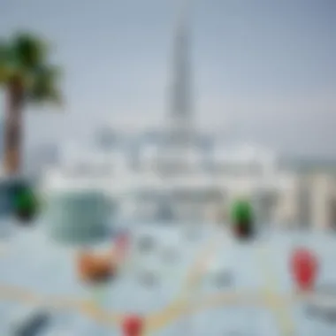 A map showcasing dog-friendly neighborhoods in Dubai.