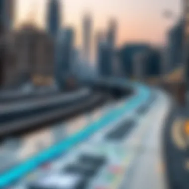 Route Overview of the Dubai Metro Blue Line Detailed map showcasing the route of the Dubai Metro Blue Line