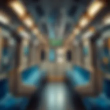 Inside a Dubai Metro Blue Line Train Interior view of a modern Dubai Metro Blue Line train