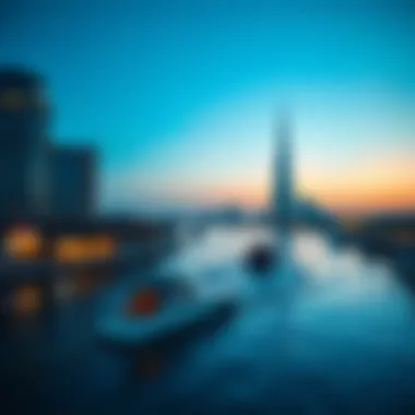 Breathtaking view of Dubai Water Canal at sunset