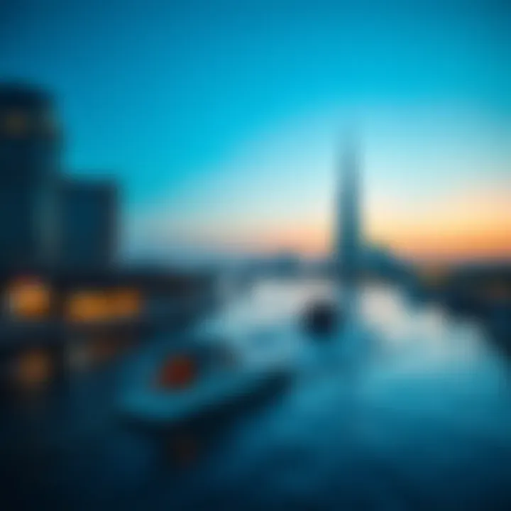 Breathtaking view of Dubai Water Canal at sunset