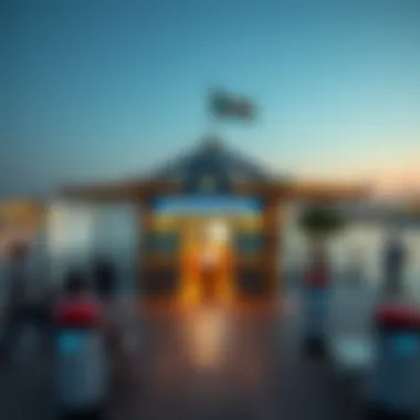 Aerial view of ticket booth at Dubai Water Canal