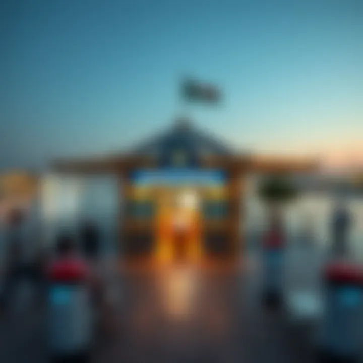 Aerial view of ticket booth at Dubai Water Canal