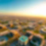 Aerial view of DubaiLand showcasing its vast landscape and architectural marvels