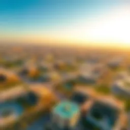 Aerial view of DubaiLand showcasing its vast landscape and architectural marvels