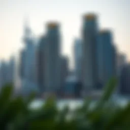 Stunning skyline of Emaar buildings in Dubai Marina