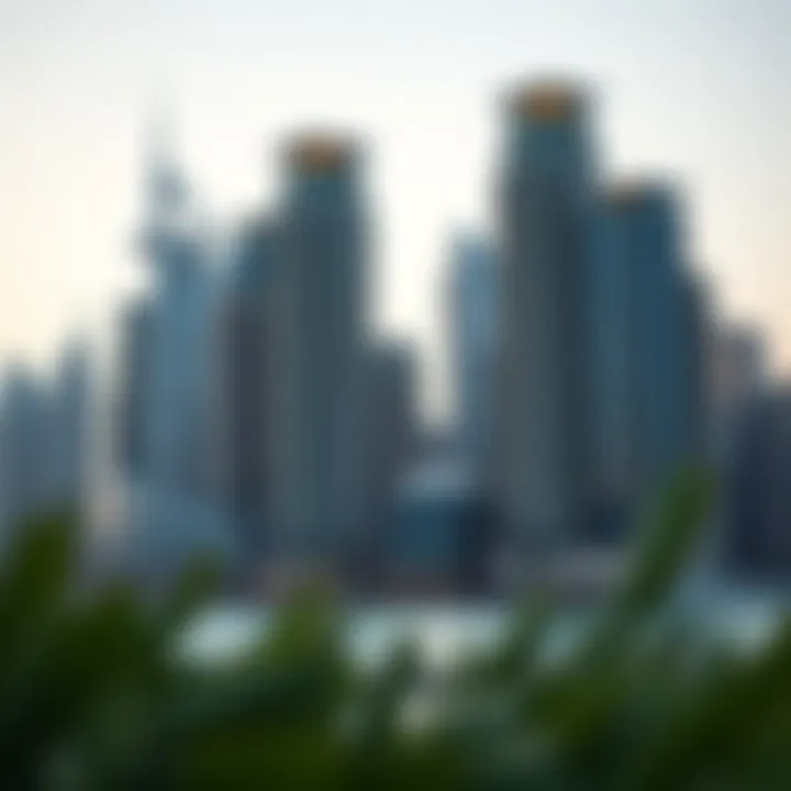 Stunning skyline of Emaar buildings in Dubai Marina