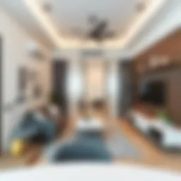 Stylish interior of a 2 BHK apartment in Dubai showcasing modern design