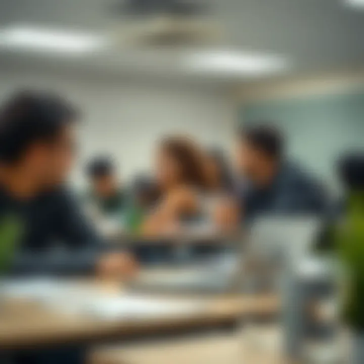 Students engaged in collaborative learning inside a classroom.