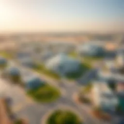 Aerial view of Al Mussafah showcasing its modern architecture and landscape.