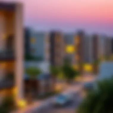 Modern residential complexes in Al Mussafah reflecting its growth and development.