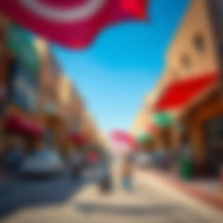 Vibrant street scene in Al Mussafah with local businesses and community activity.