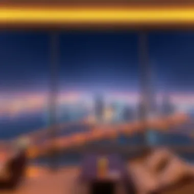 Panoramic view of Dubai skyline from Avani Palm View Hotel terrace