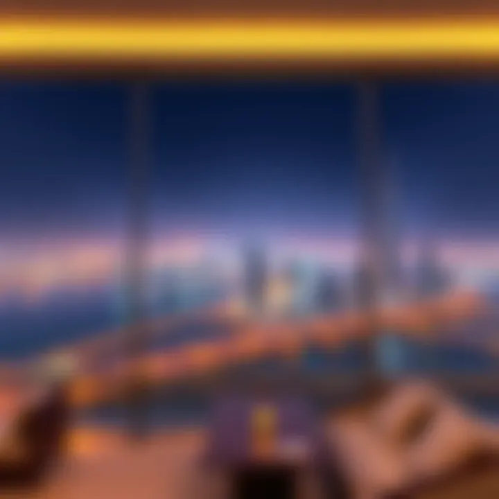 Panoramic view of Dubai skyline from Avani Palm View Hotel terrace