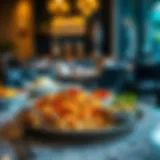 An exquisite platter of Indian delicacies featuring biryani and curries.