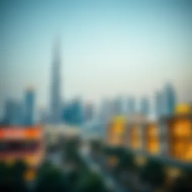 A glimpse of Dubai's skyline with shopping destinations in the foreground