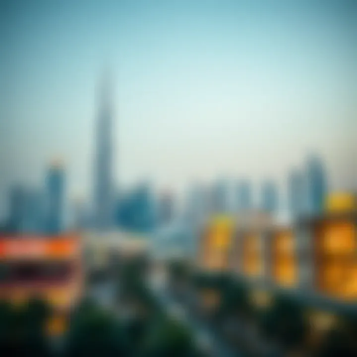 A glimpse of Dubai's skyline with shopping destinations in the foreground