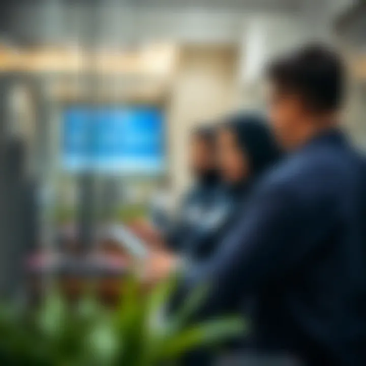 Clients engaging with staff at BLS Khaleej Centre