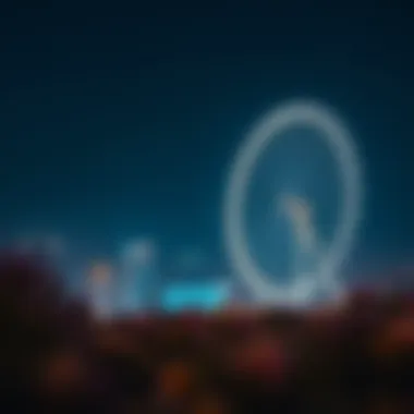 The iconic Ain Dubai observation wheel illuminating the night sky.