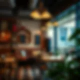 Charming cafe interior showcasing unique decor and cozy seating