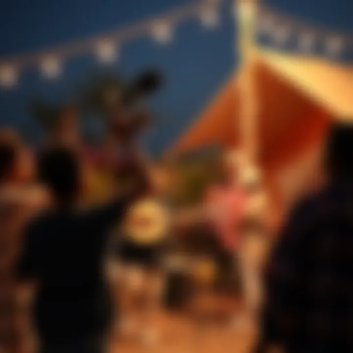 Embrace Local Culture: Evening Events at Camps Cultural evening event at a Dubai campsite with traditional music