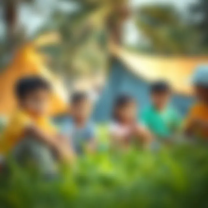 Learning through Adventure: Educational Programs at Camps Children engaged in educational activities at a Dubai campsite
