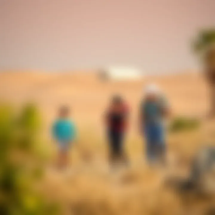 Adventure Awaits: Family Activities in Dubai Camps Family enjoying a nature hike in the Dubai desert