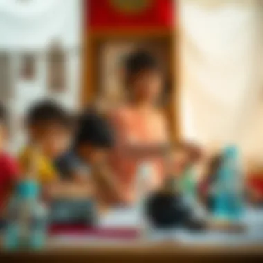 An arts and crafts workshop at a community camp