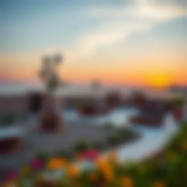 Community spaces designed for interaction near the lagoon, showcasing vibrant landscapes