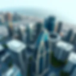 Aerial view of Dubai International Financial Centre showcasing modern architecture