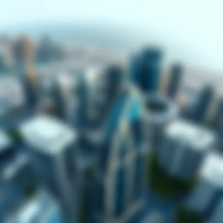 Aerial view of DIFC's skyline Aerial view of Dubai International Financial Centre showcasing modern architecture