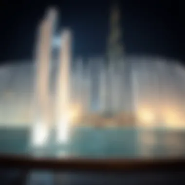 View of Dubai Fountain with Burj Khalifa