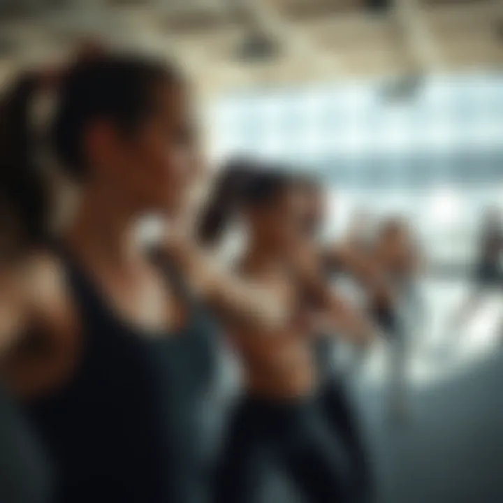 Dynamic Fitness Class in Al Quoz A vibrant fitness class in session with participants engaged