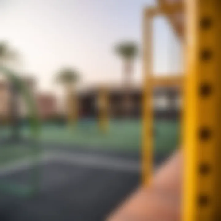 Innovative Outdoor Training Facilities in Al Quoz An outdoor training area with unique fitness setups