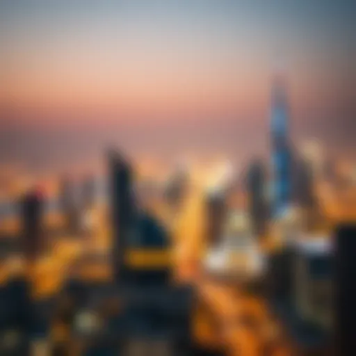 A panoramic view of Dubai skyline during a holiday celebration