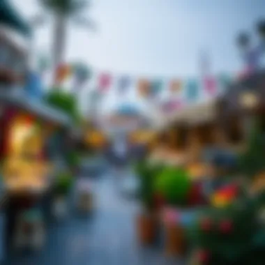 A vibrant outdoor market bustling during a holiday