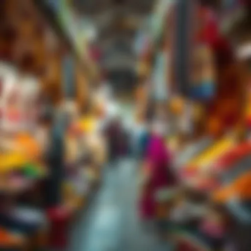 Vibrant stalls filled with spices and textiles