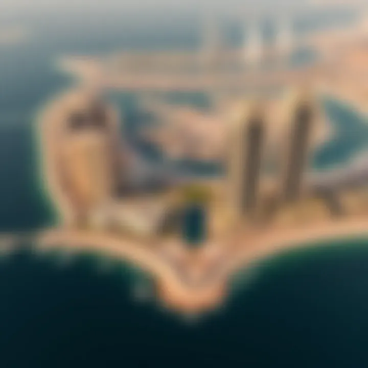 Aerial view of Dubai's coastline and real estate developments