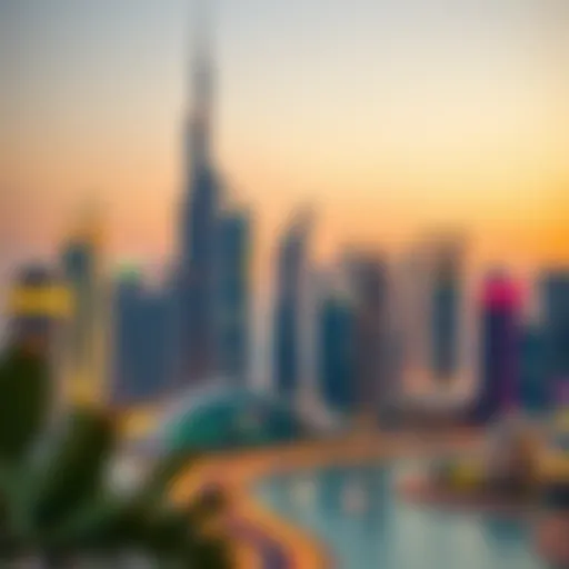 Luxurious Dubai skyline at sunset